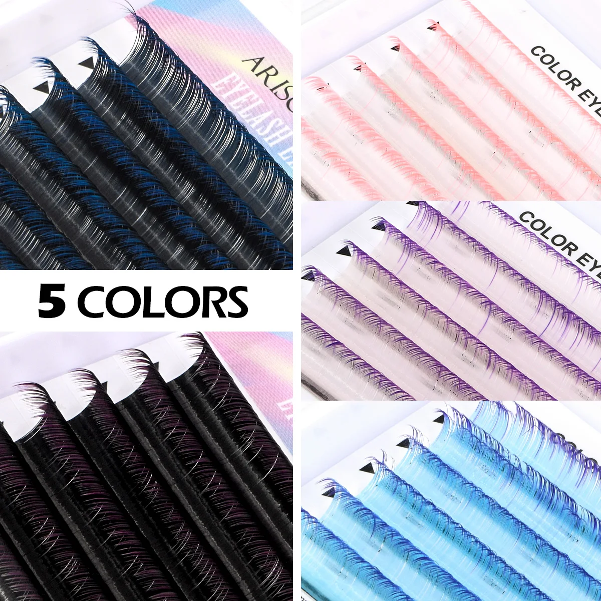 ARISON pestañas clásicas de colores ombré gradiente azul púrpura blanco rosa extensión de pestañas individuales pestañas de visón sintético