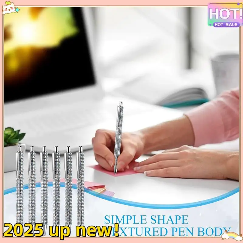 L47anew!-6 Pcs Cute Pen Bling Diamond Pens Christmas Rhinestones Gift Silver Metal Ballpoint Pens Fancy Sparkly Crystal Pens