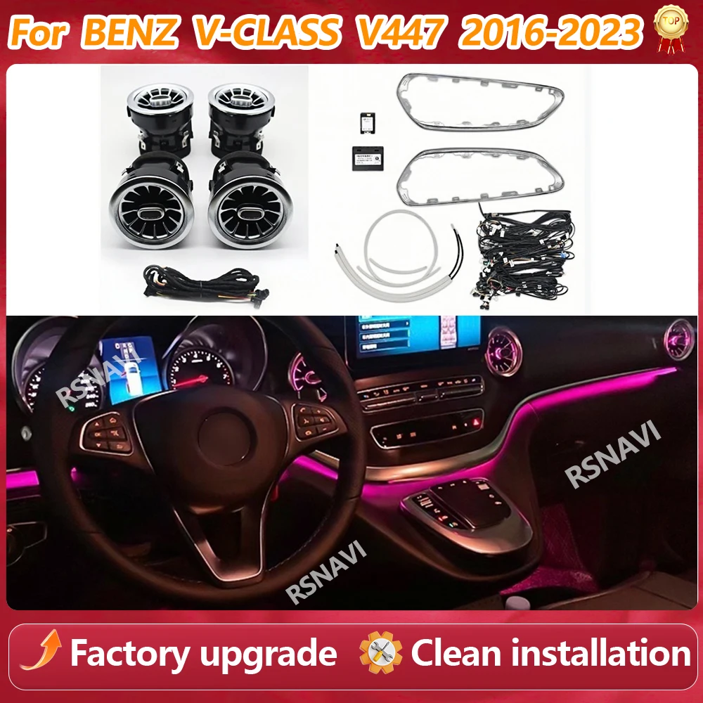 64 Farben LED Turbinen-Lüftungsöffnungs-Ambientebeleuchtung für Mercedes Benz V-Klasse W447 V260 Innenraum Armaturenbrett Dekorationslampe Nachrüstung