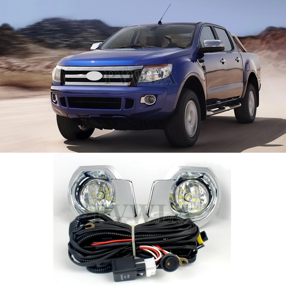 

For Ford Ranger Double Cab 2011 2012 2013 2014 2015 Front Bumper Fog Light Fog Lamp With LED Bulbs