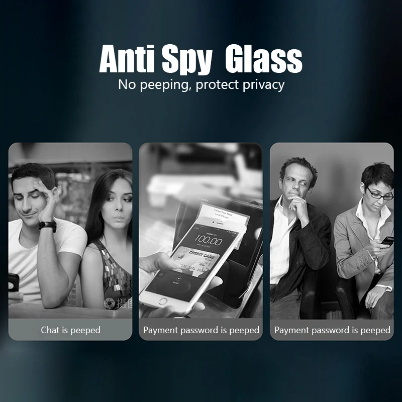 3 قطعة حامي شاشة الخصوصية آيفون 11 12 13 14 15 16 17 برو ماكس Mini Air E 7 8 Plus SE 2020 2022 X XS XRAnti-Spy Glass