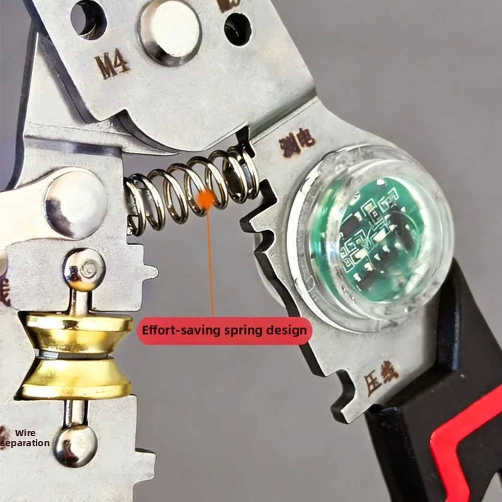 

Инструмент для зачистки проводов со встроенным тестером напряжения для повышения безопасности при работе с электрическими системами