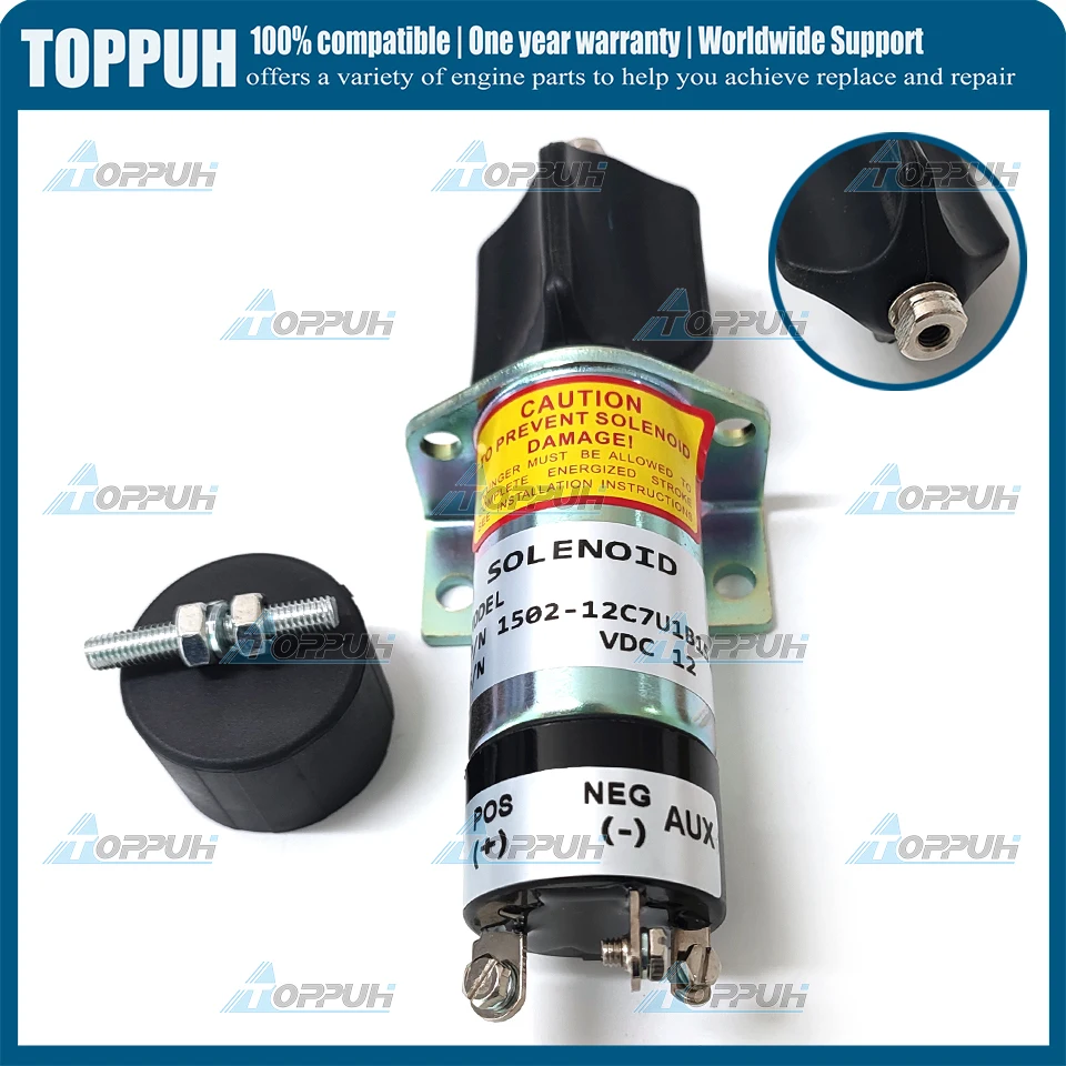 3 Terminals 12 Volt 1502-12C7U1B1S1A 1500-2085 Stop Solenoid For Cummins