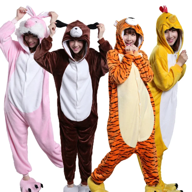 2025 NewAdult Halloween Onesie Dog Tiger Pig Pajamas For Women Men Animal Kigurumi Pyjamas Sheep Mouse Homewear Cosplay Part AA