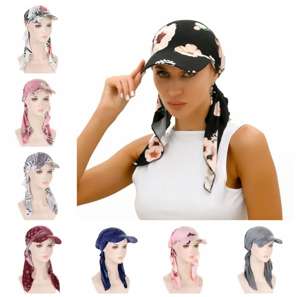 Breathable Long Tail Pirate Hat Quick Dry Solid Color Banded Headscarf Hat Dustproof Versatile Hip Hop Headband Hat Cycling