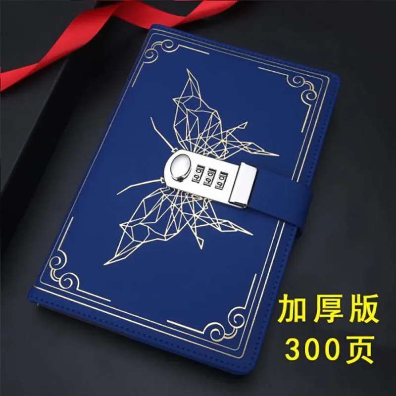 Vintage Password Book with Lock Student Diary Simple Notebook Thickened Japanese and Korean Stationery Password Lock Notebook
