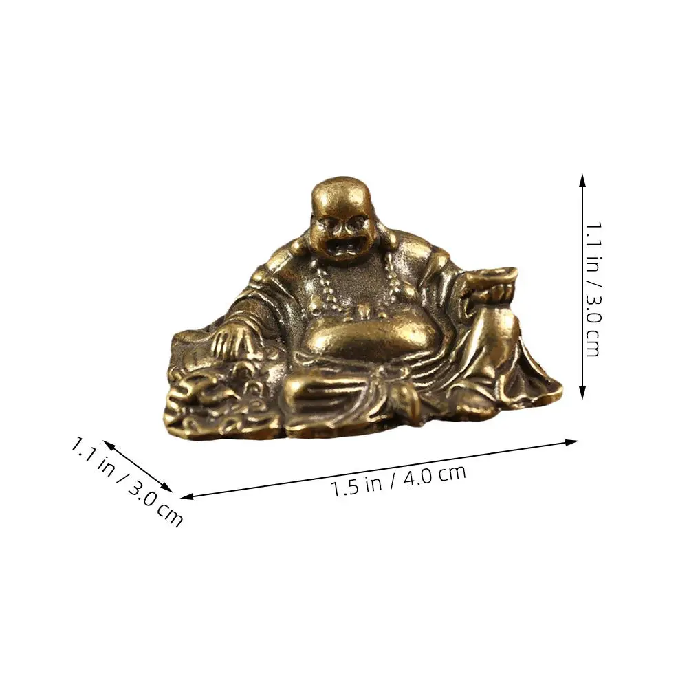 Brass Smiling Buddha Statue Retro Exquisite Miniature Desk Buddha Decoration Creative Home Zen Brass Craft Sculpture Ornament - view 6