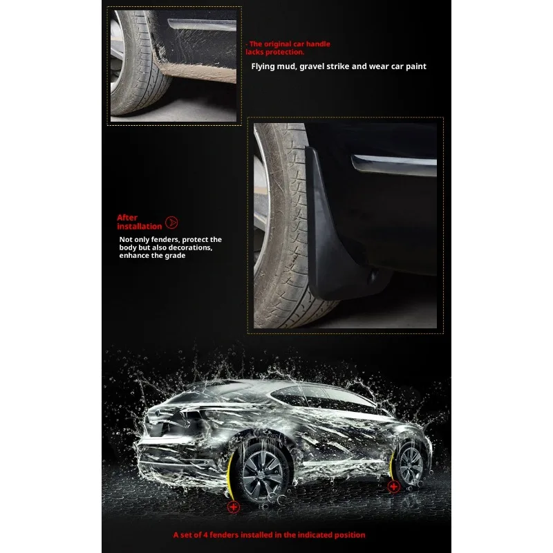 اللوحات الطينية مناسبة لميتسوبيشي X-Force 2024 واقيات الطين مصدات الإطارات ملحقات مقاومة للرذاذ واقيات العجلات 4ps #4