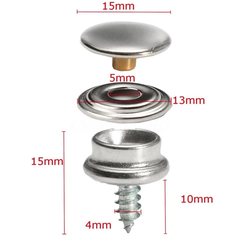 32 pçs de aço inoxidável rosqueando snap prendedor kit tenda iate marinho barco lona capa ferramentas soquetes botões dossel do carro accessori