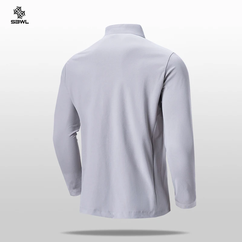 Ropa Deportiva de alta calidad para hombre, camiseta de manga larga con cuello levantado y parte inferior, para correr y fitness, Otoño e Invierno