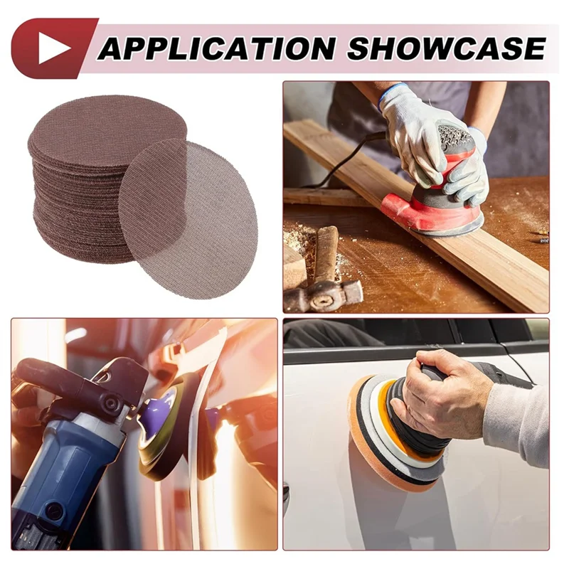 50 stuks 5 inch Abranet schuurgaas anti-verstopping haaklus stofvrij net schuurpapier 400 korrel bruin aluminiumoxide