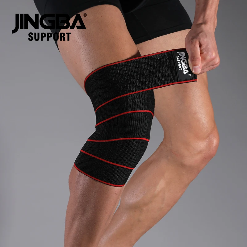 JINGBA SUPPORT 1 PCS Knee Wraps Fitness Weight Lifting Sports Knee Bandages Squats Training Equipment Accessories for Gym