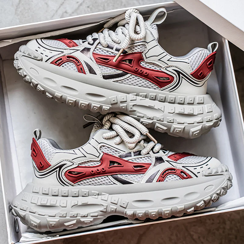 

Мужские дизайнерские кроссовки Chunky Sneakers с подошвой в стиле шин, модные повседневные спортивные туфли из микрофибры и кожи, увеличенная платформа, для спортзала