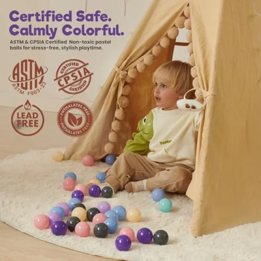 Ball Pit Balls 100 bolas de colores pastel 5,5 cm bolas de plástico suaves sin BPA para parque infantil de bebé y casa de rebote a prueba de golpes y