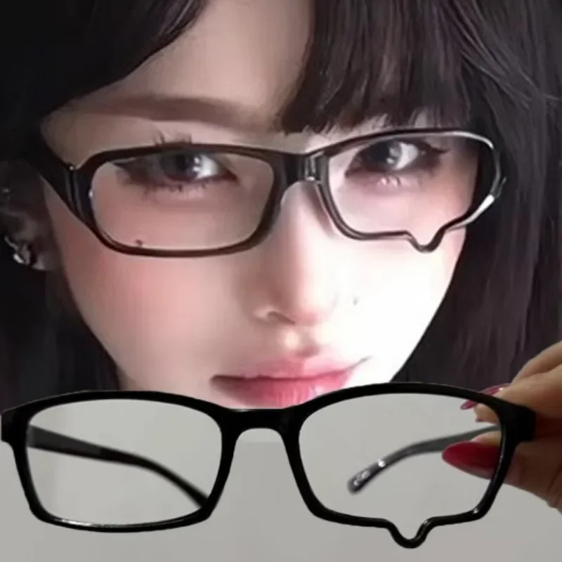 

Y2K New Anime Crying Dripping Tears Glasses Unisex Black Eyeglass Frame Retro Kawaii Fashion Halloween Cosplay Accessories