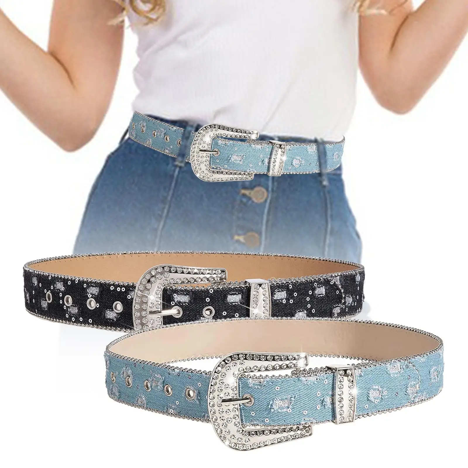 Ceinture de Taille pour Femme, Accessoires de Vêtements Polyvalents, Longue de 105cm, Strass Décoratifs, Environnement avec Broche