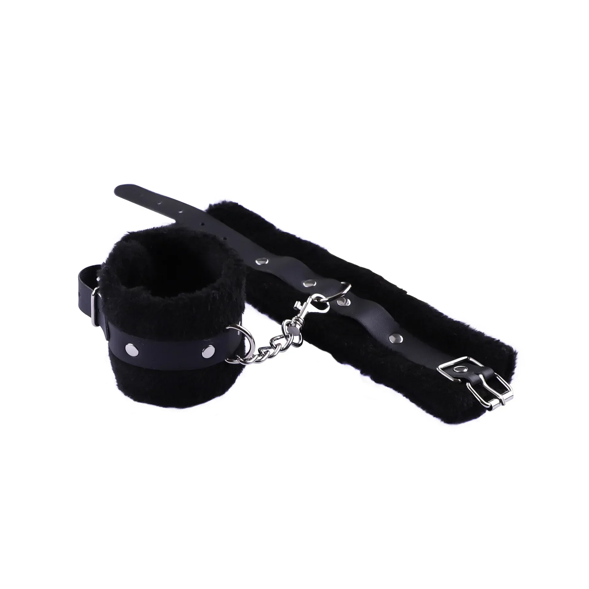 Ajustável PU Leather SM Algemas Sex Toy, Plush Blindfold, Máscaras Restrições, Bondage Sex Toy para Adultos, Jogos Acessórios