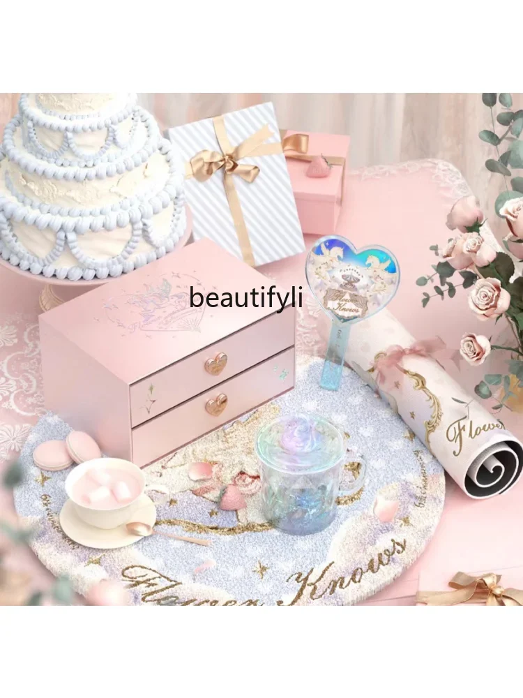 yj Flower Know 6 Th Anniversary Limited Series Peripheral Hand Mirror Water Cup Storage Box Carpet Table Mat