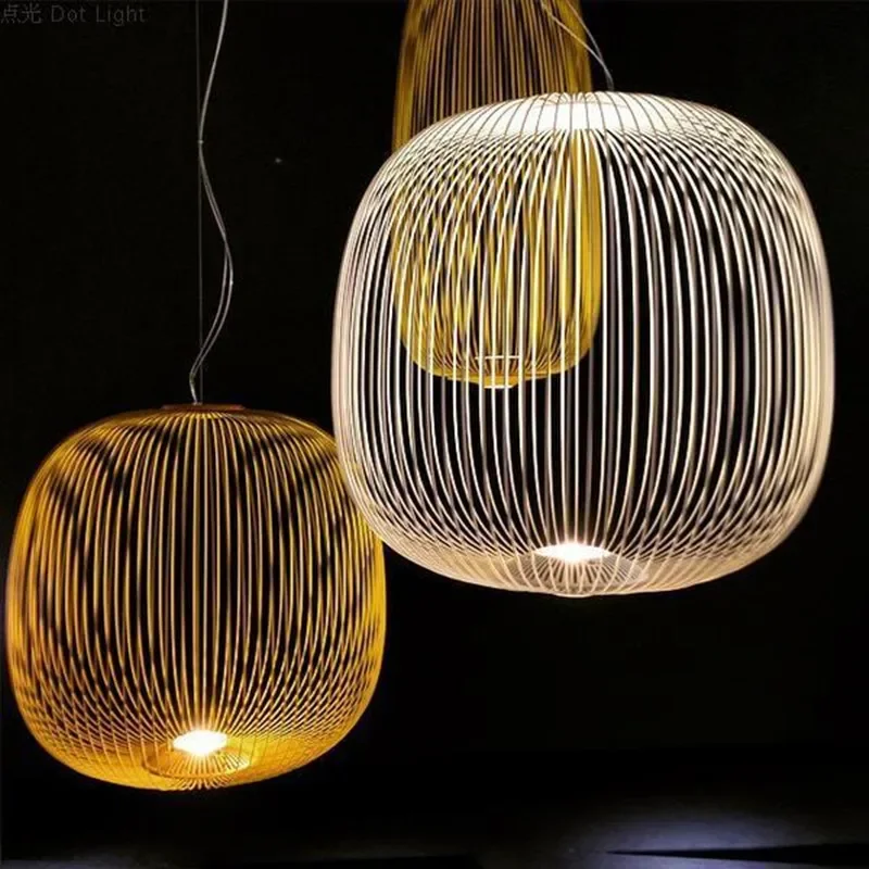 Imagem -02 - Nordic Foscarini Spokes Lâmpada Pingente Ilha Birdcage Pendurado Luz Designer Italiano Iluminação Interior Home Decor Fixture