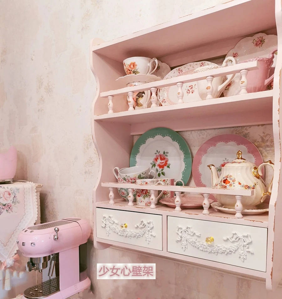 

Solid wood wall rack wall hanging desktop storage rack bedroom kitchen storage TV wall decorative rack