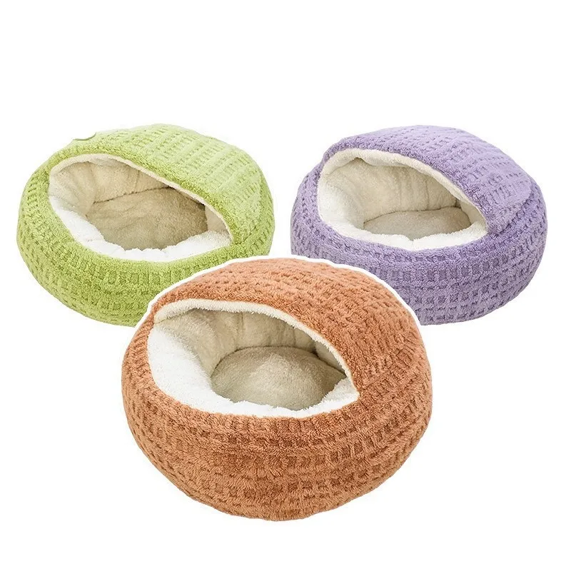 2026 New Version Autumn‑Winter Thickened Warm Semi‑Enclosed Pet Bed, Shell‑Shaped Cat & Dog Bed, Cozy Feel, Non‑Slip Bottom