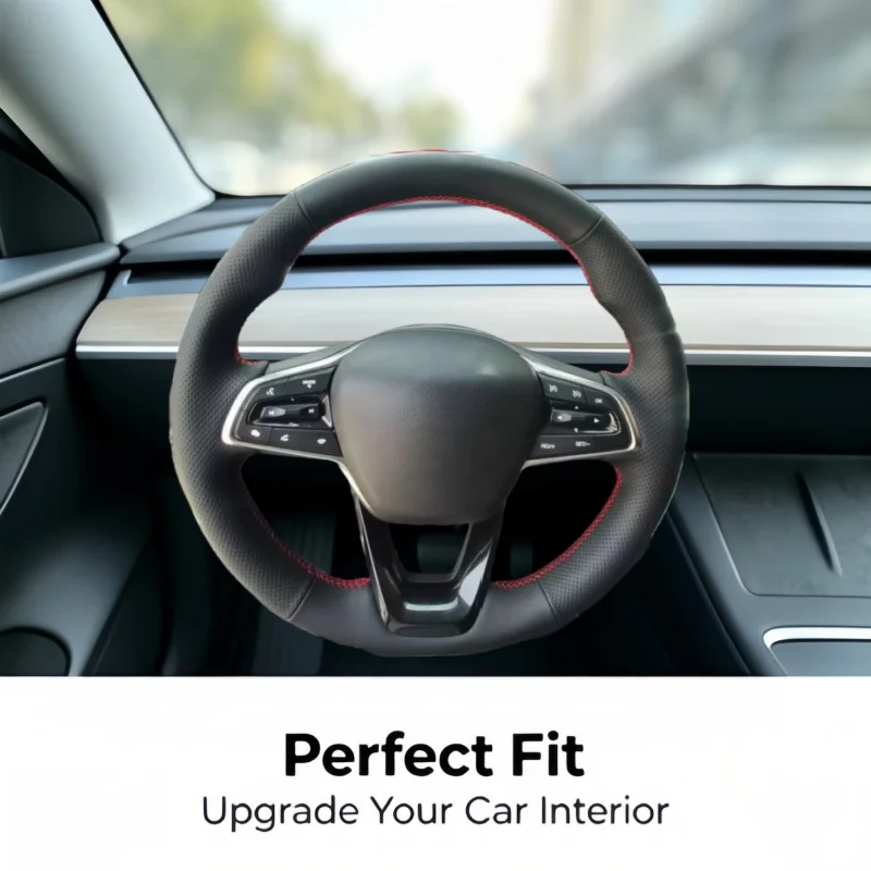 Car Steering Wheel Cover Microfiber Leather For GAC Trumpchi M8 GS5 2021 2022 Hand Sewn Steering Wrap Cover Car Accessories