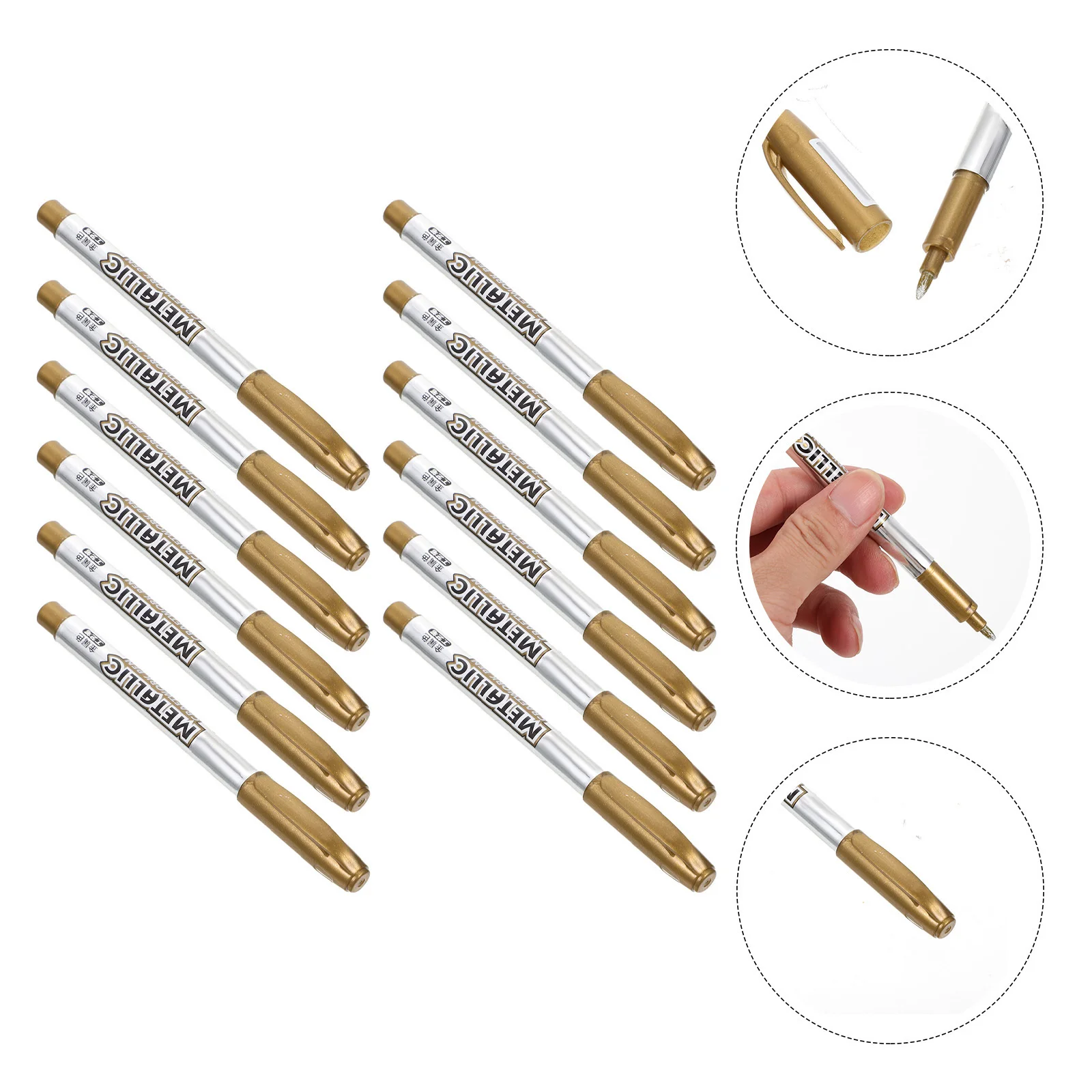 

12 шт. металлические маркеры, ручки для рисования, блестящие перманентные гладкие каллиграфические карты, украшения для рукоделия, металлические маркеры