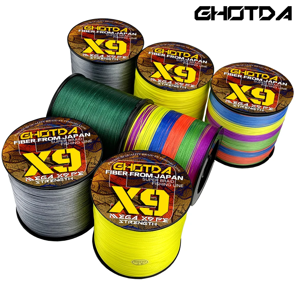 GHOTDA 1000M 500M 300M New 9 Strands Braided Fishing Line Super Strong Smooth Multifilament PE Line 20-100lb