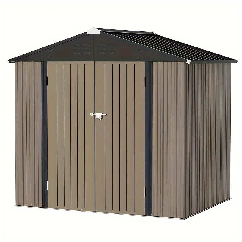 8 x 6 FT Shed Outdoor Storage Shed Metal Garden Shed with Lockable Door Outside Waterproof Tool Shed for Backyard, Patio, Lawn