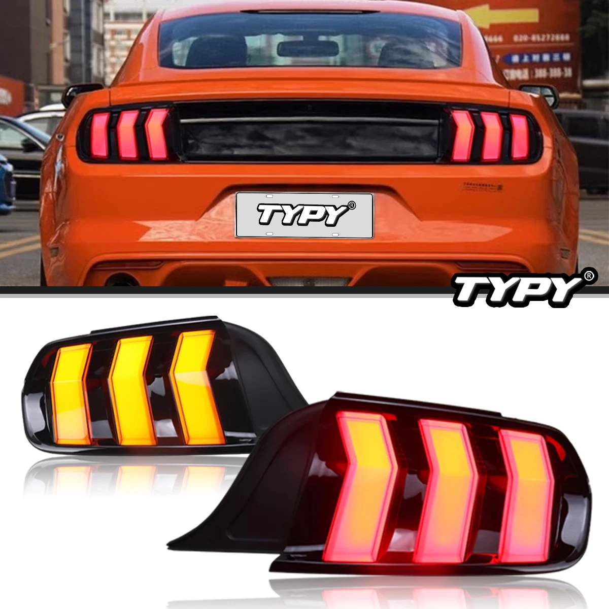 TYPY Car Lights For Ford Mustang Tail lights 2015-2021 Rear Lamp DRL Start Up Dynamic DRL Turn Signal Auto Accessories