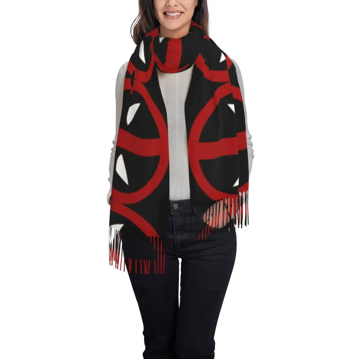 Custom Print Superhero Scarf Women Men Winter Fall Warm Scarves Deadpool Sympol Shawls Wraps