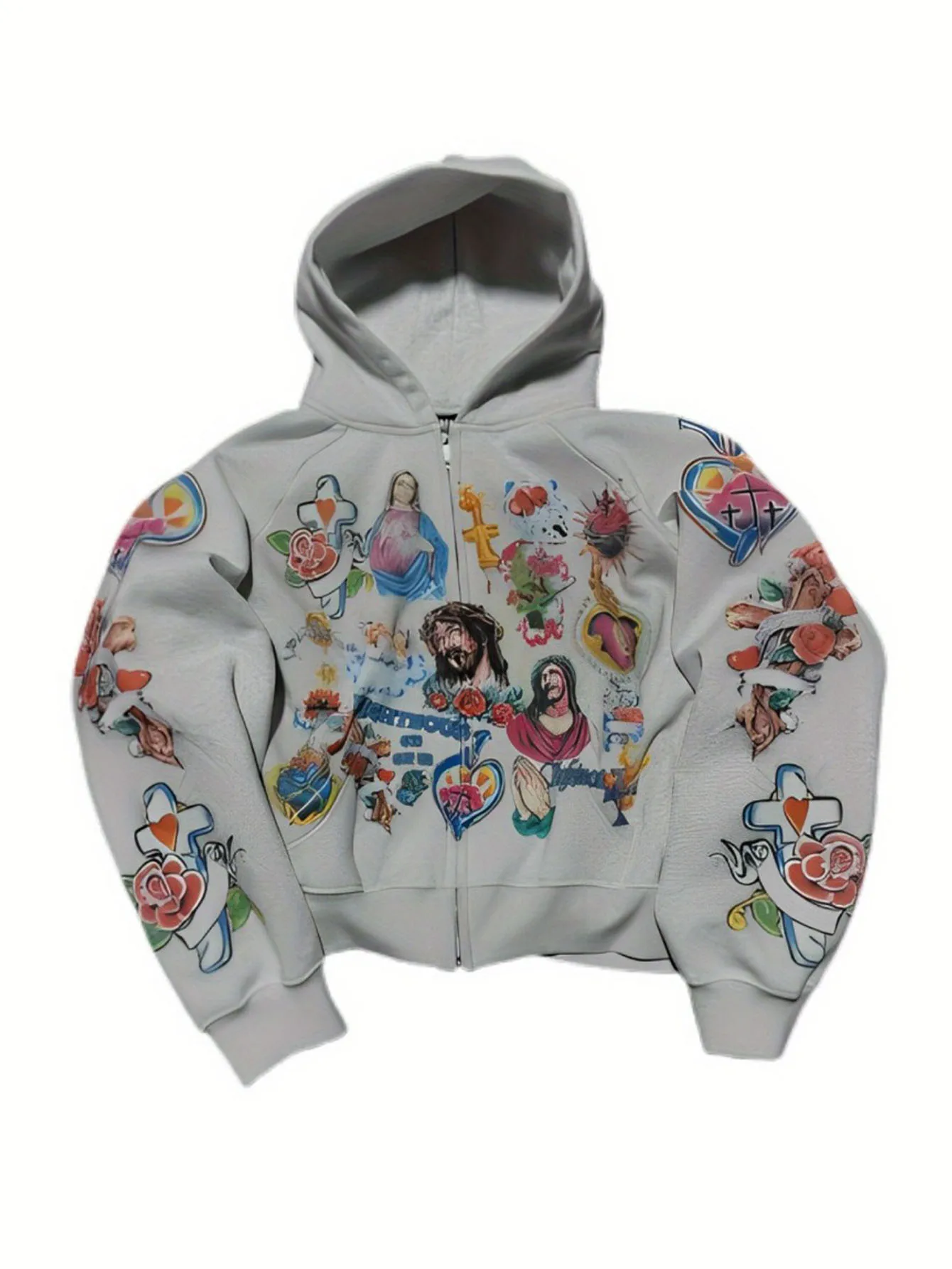 Women's Gothic Hoodies Fashion Harajuku Streetwear Jesus Printing Graffiti Pullover