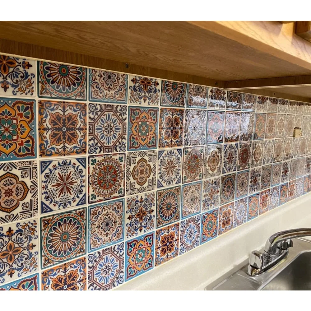 Adesivi per piastrelle Backsplash stacca e incolla, piastrella messicana Talavera colorata, piastrelle da parete (10 fogli)