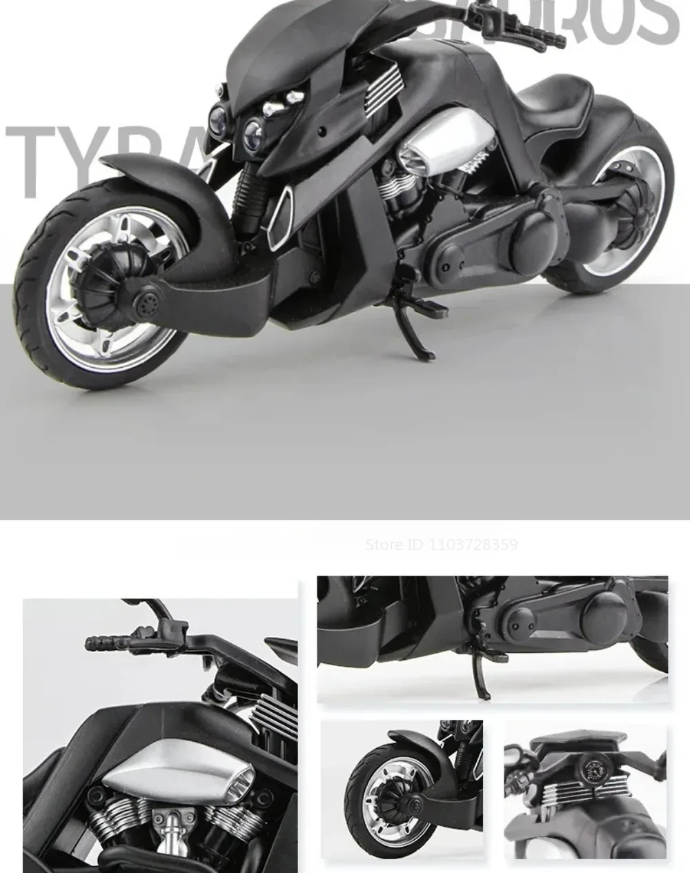 Maßstab 1:12 R3 V-REX Motorrad Modell Spielzeugauto Metallgehäuse Gummireifen Verknüpfung Lenkmotor Modelle Kinder Hobby Spielzeug – Detail 8