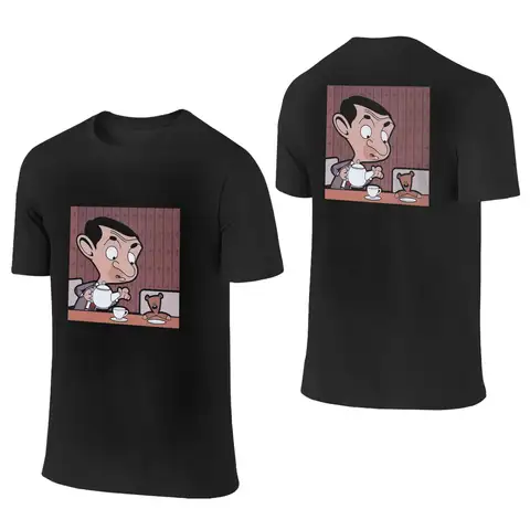 100% Cotton Mr. Bean Cartoon T-Shirt Men's Double Sided T Shirt Men Crew Neck Summer Shirts Tops S-6XL