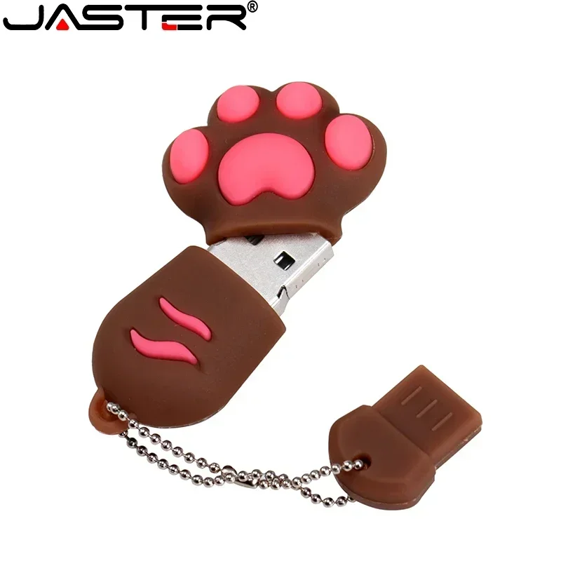 JASTER High Speed Cartoon Cat Paw USB 2.0 Flash Drive 64GB Cute Pen Drive 32GB Memory Stick Free Keychain Business Gift U disk