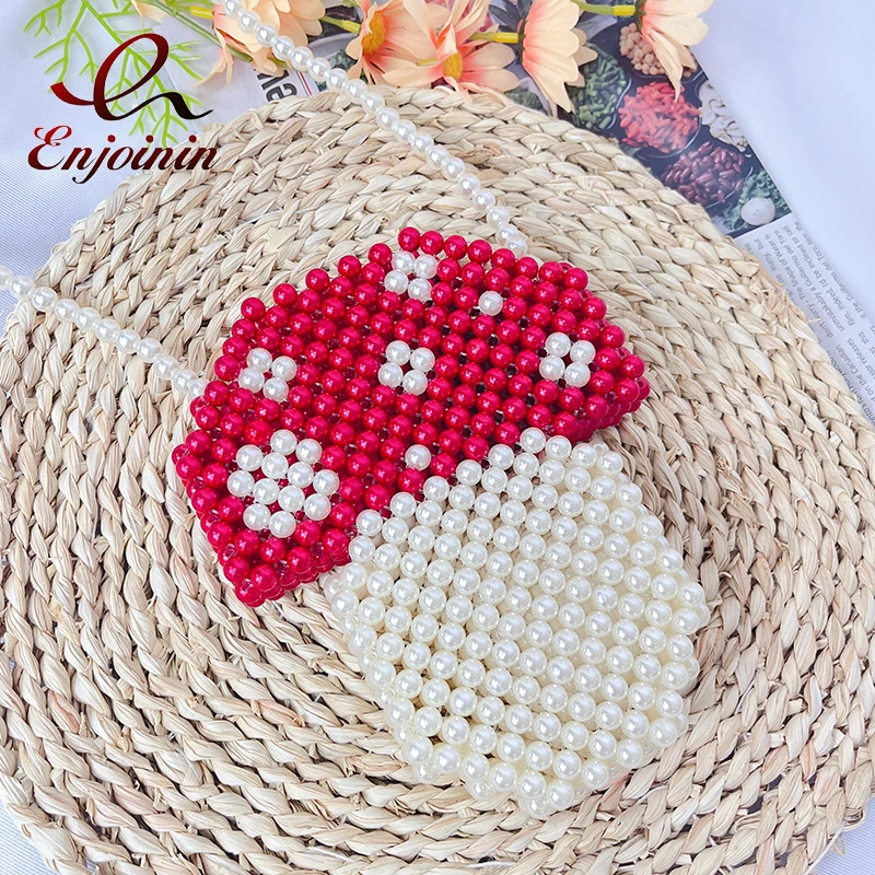 

Beaded Mushroom Chain Purses and Handbags for Women Handcrafted Designer Shoulder Bag Chic Small Crossbody Bag Ladies Clutch Bag