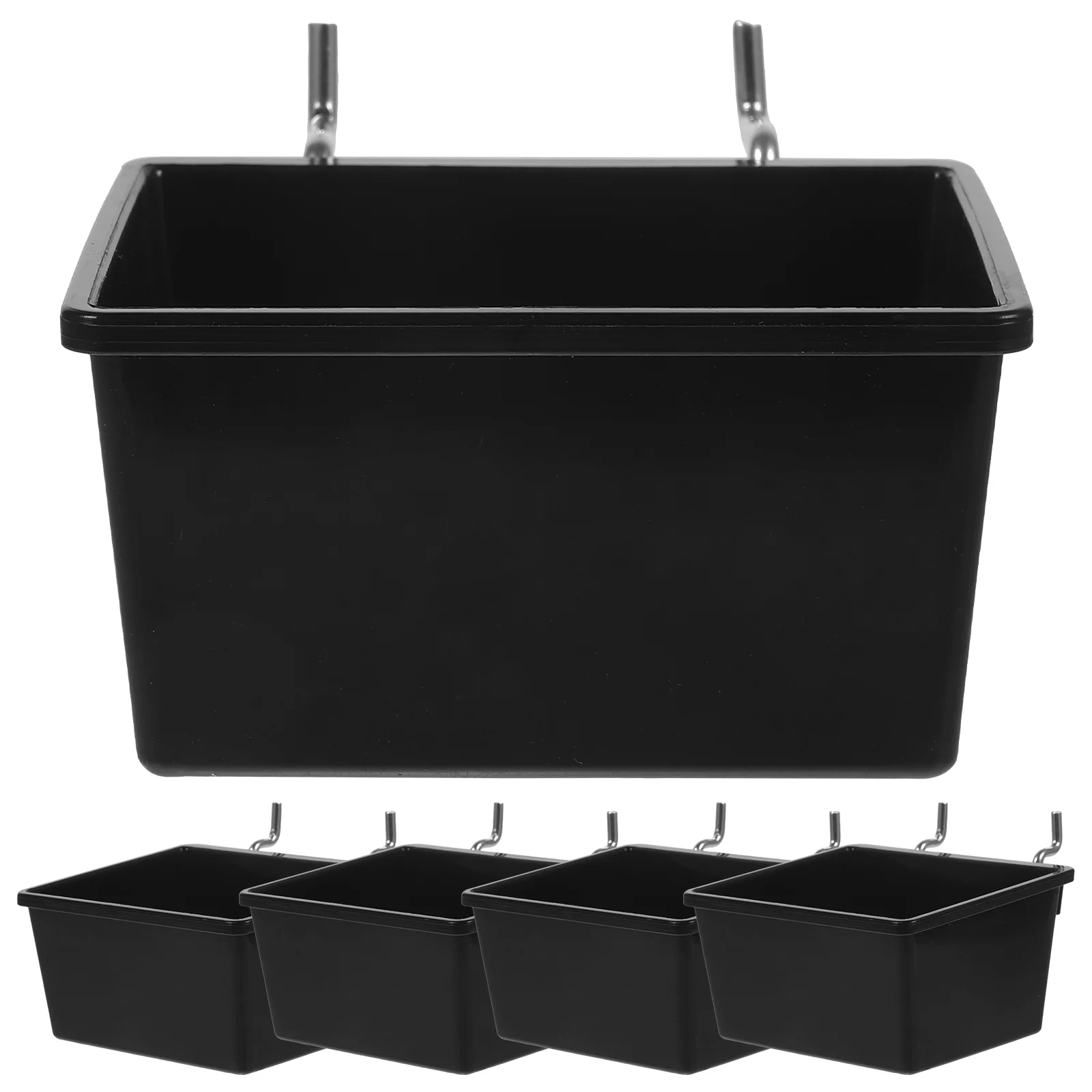 

5 Pcs Parts Storage Box Peg Board Organiser Bins Pegboard Baskets Black Hooks Holder for Garage Shop Accessories