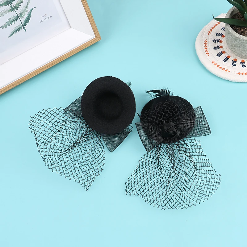 Chapeau en maille de diamètre de 7CM, modèle de poupée 1:6, Simulation Miniature de maison de poupée, chapeau en maille noire, modèle de jouet pour enfant, accessoires en tissu, 1 pièce