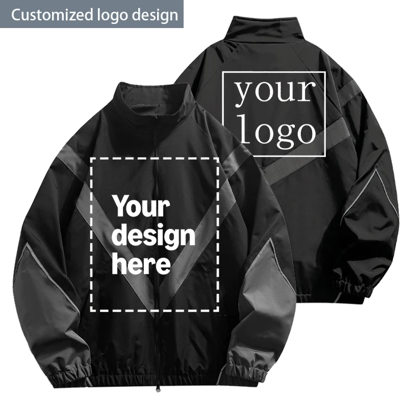 Men's Zipper Stand-Collar Racing Jacket, High Street Patchwork Jacket, Custom Logo, Outdoor Casual Sport Jacket, Spring Style