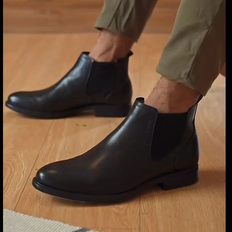 

High Quality Leather Chelsea Boots for Men Designer Soft-soled Business Men Dress Shoes Fashion Ankle Boots Male Men's Shoes