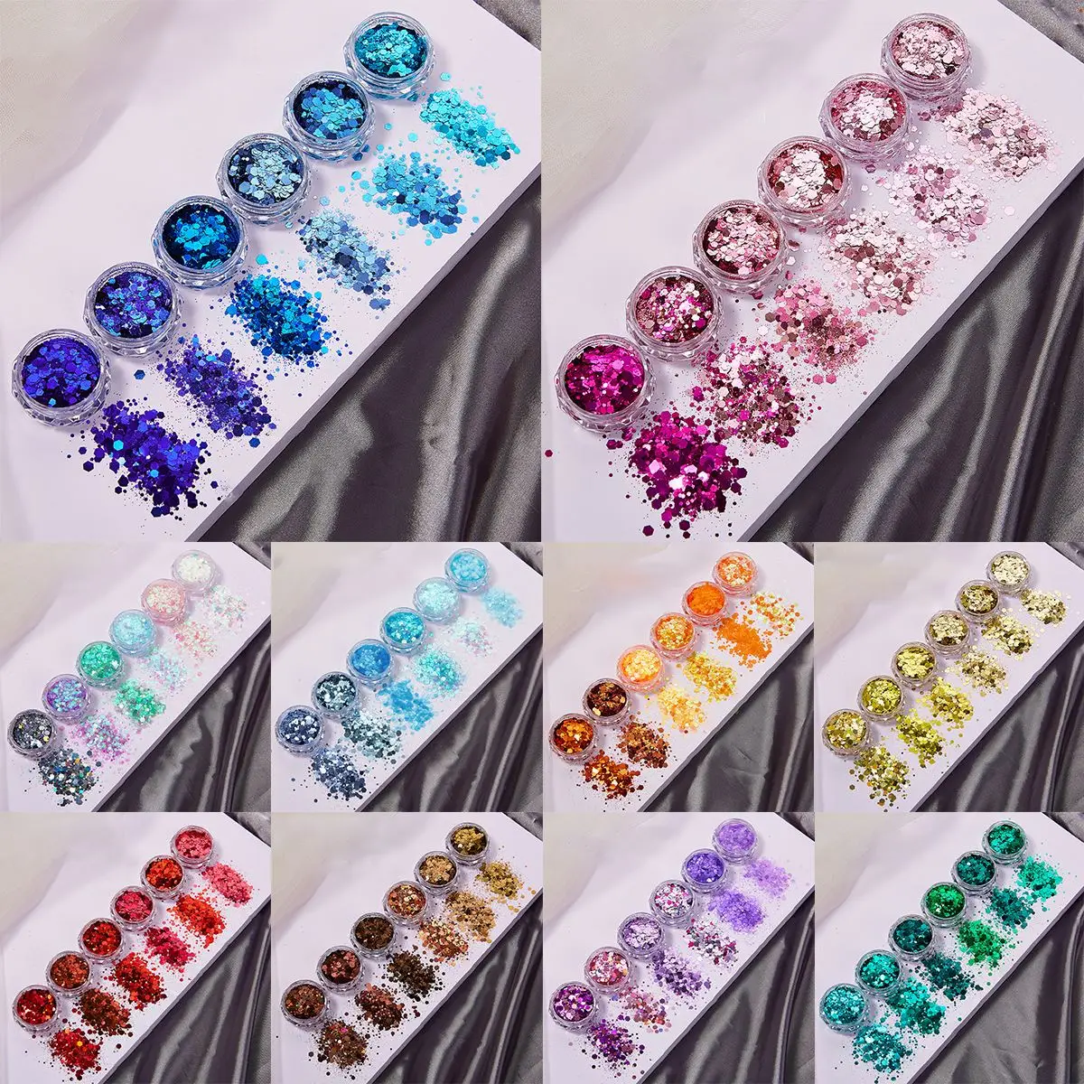 6-Color Set Mixed Glittering Hexagonal Sequins Diy Epoxy Resin Silicone Mold Filling For Nail Art Body Makeup Party Decorationck