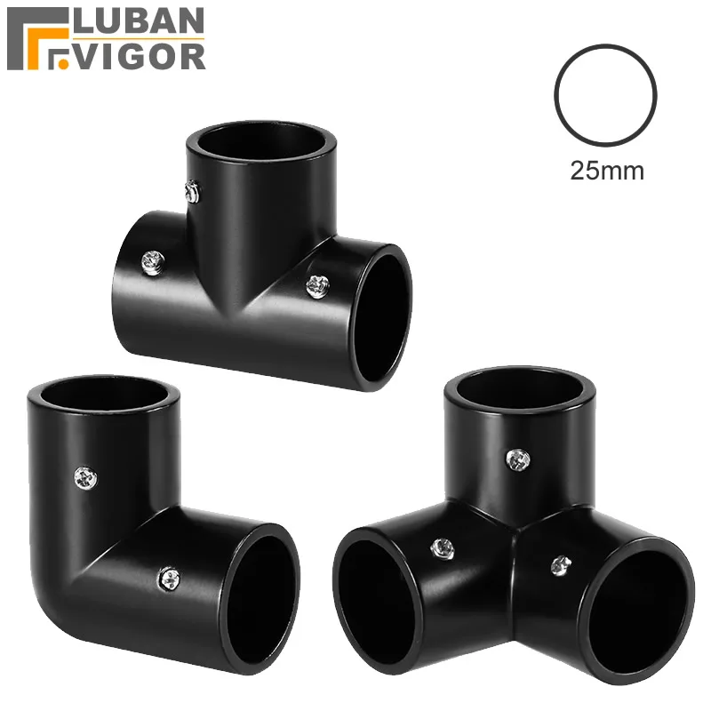 

Tube pipe Black Thickened connector for diameter 25mm pipe Movable fastening Clothes rack Display rack Connector fittings