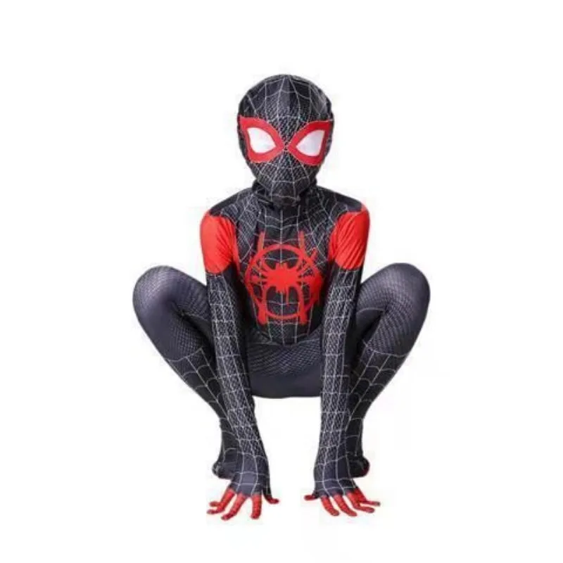 Kids Spiderman Costumes Superhero Miles Spider Man Cosplay Jumpsuit Bodysuit Zentai Launcher Halloween Costumes for Kids Adult