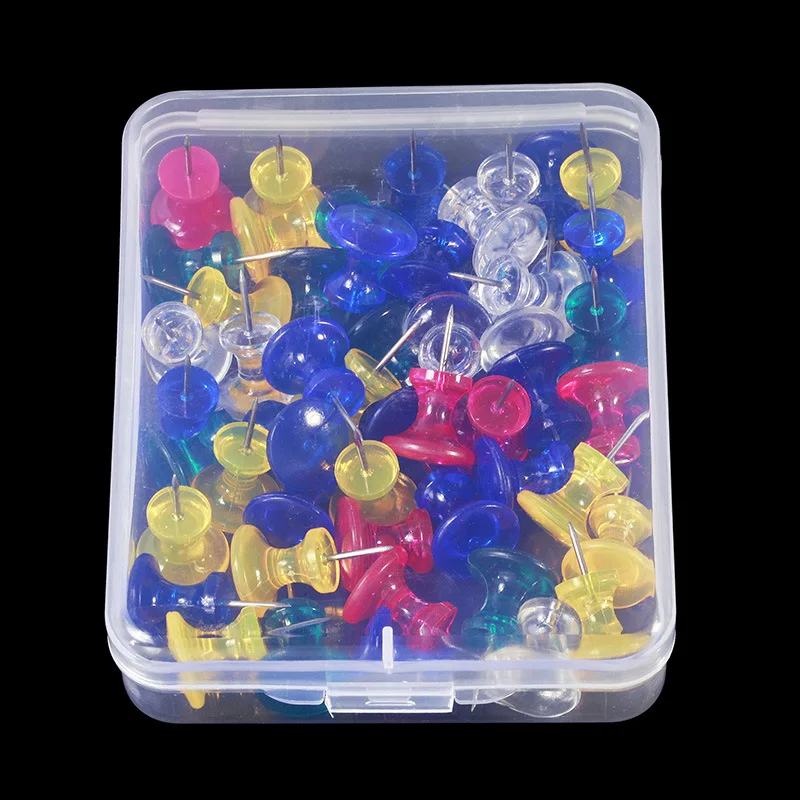 50PCS Binding Cork Board Safety Colored Plastic Pin Big Head Push Needle Pins Drawing Photo Wall Studs Office School Supplies