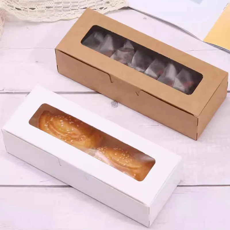 

5Pcs Rectangle Candy Macaron Boxes With Clear Window Baking Dessert Cake Packaging Paper Boxes For Wedding Birthday Party Decors