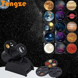 Night Light Galaxy Projector Starry Sky Projector 15 patterns Earth Moon Planetarium Lamp For Kids Bedroom deco Gift