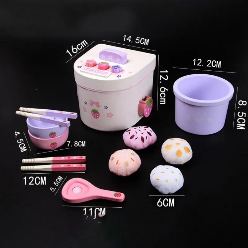 Diy drewniana kuchenka do ryżu Puzzle Montessori gry planszowe zabawki dla dziewczynek miniaturowe akcesoria do żywności klocki interaktywne zabawki prezent