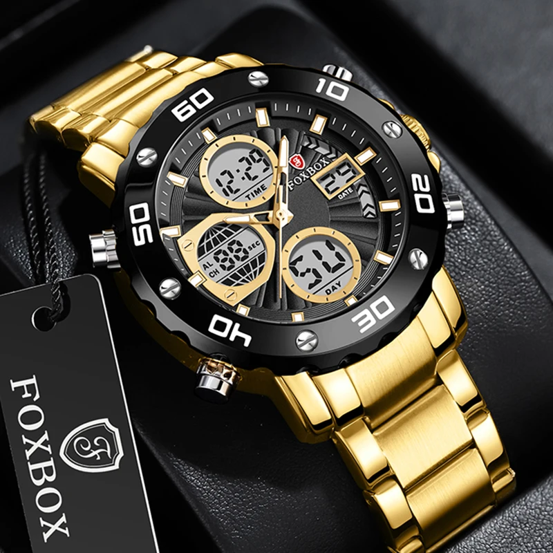 New FOXBOX Fashion Military Watches for Men Luxury Original Sports Chronograph Watch ​Waterproof Quartz WristWatch Montre Homme