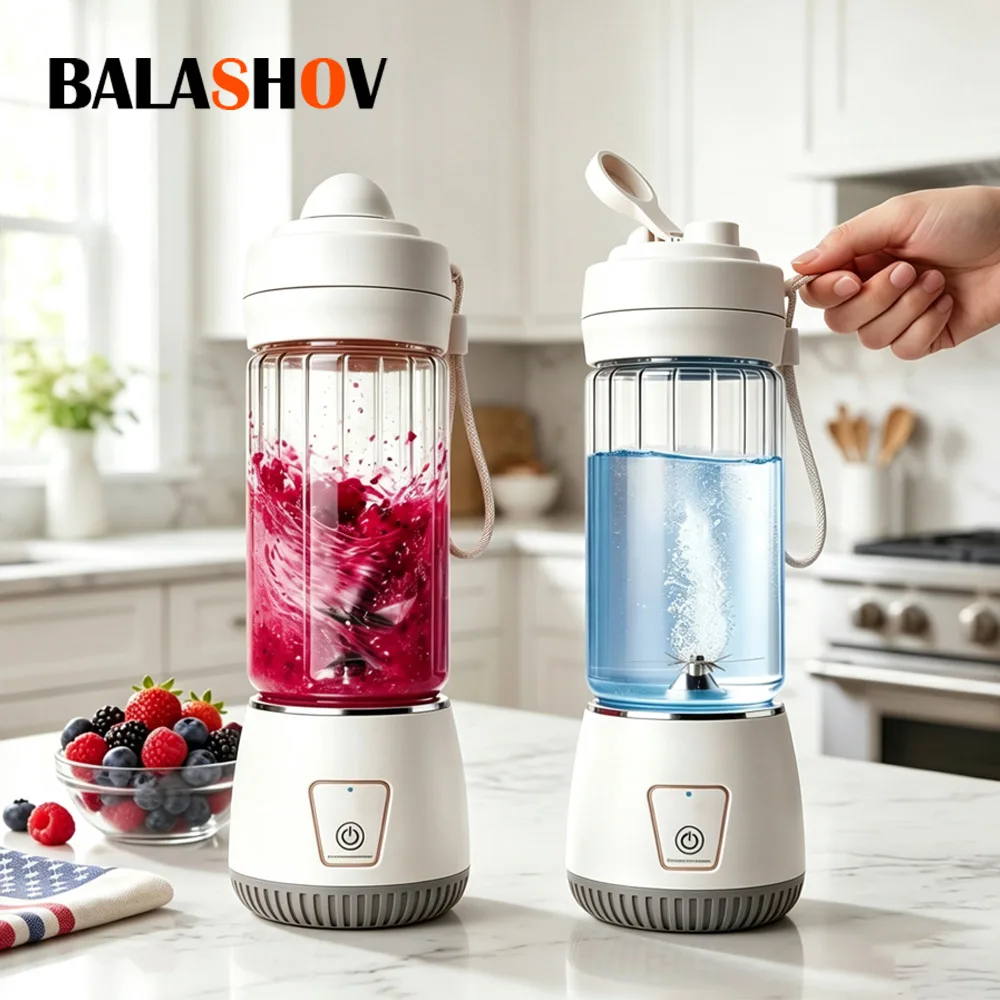 2-in-1 Hydrogen Water Generator Bottle Rechargeable Electric Alkaline Water& Ionizer Cup Hydrogen-Rich& Electric juicing